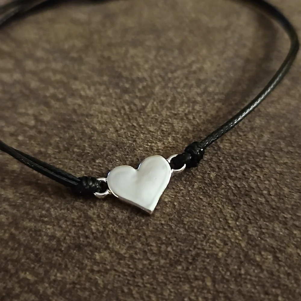 3/$30 Dainty Black Macrame Heart Adjustable Tennis Bracelet - Picture 3 of 7